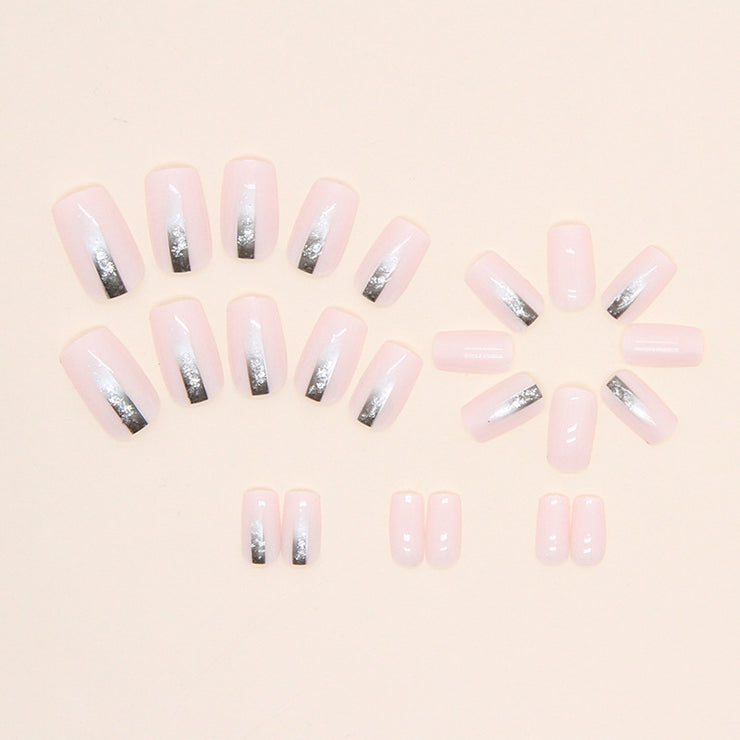 Simple European Square Fake Nails Black Gradient